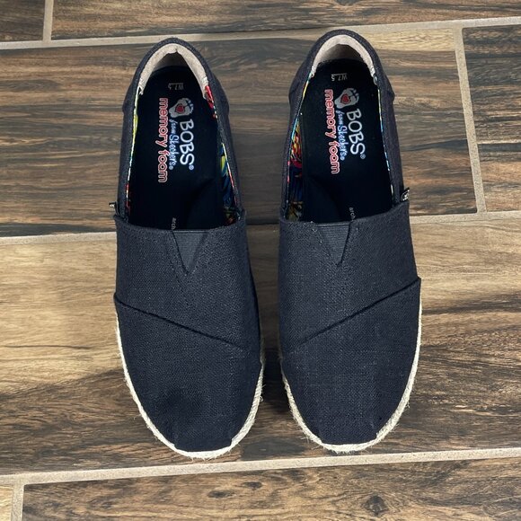 Skechers BOBS Highlights High Jinx Womens Sz 7.5 Shoes Black Canvas Espadrille - Picture 12 of 13